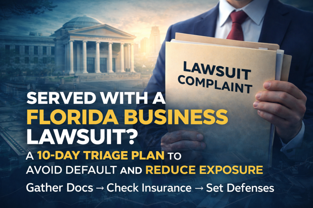 Business Lawsuit 10 day plan